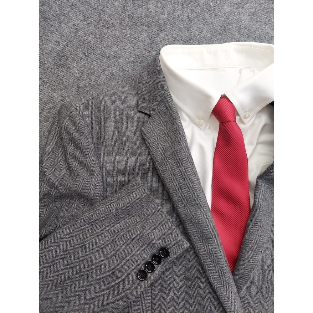 J Crew Blazer Men 44 Regular Gray Herringbone Thompson Jacket Sportcoat 2 Button